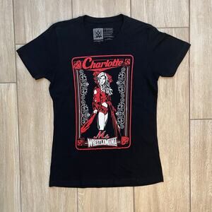 WWE Charlotte Flair WrestleMania Graphic Tee Shirt Womens Large Black 2017